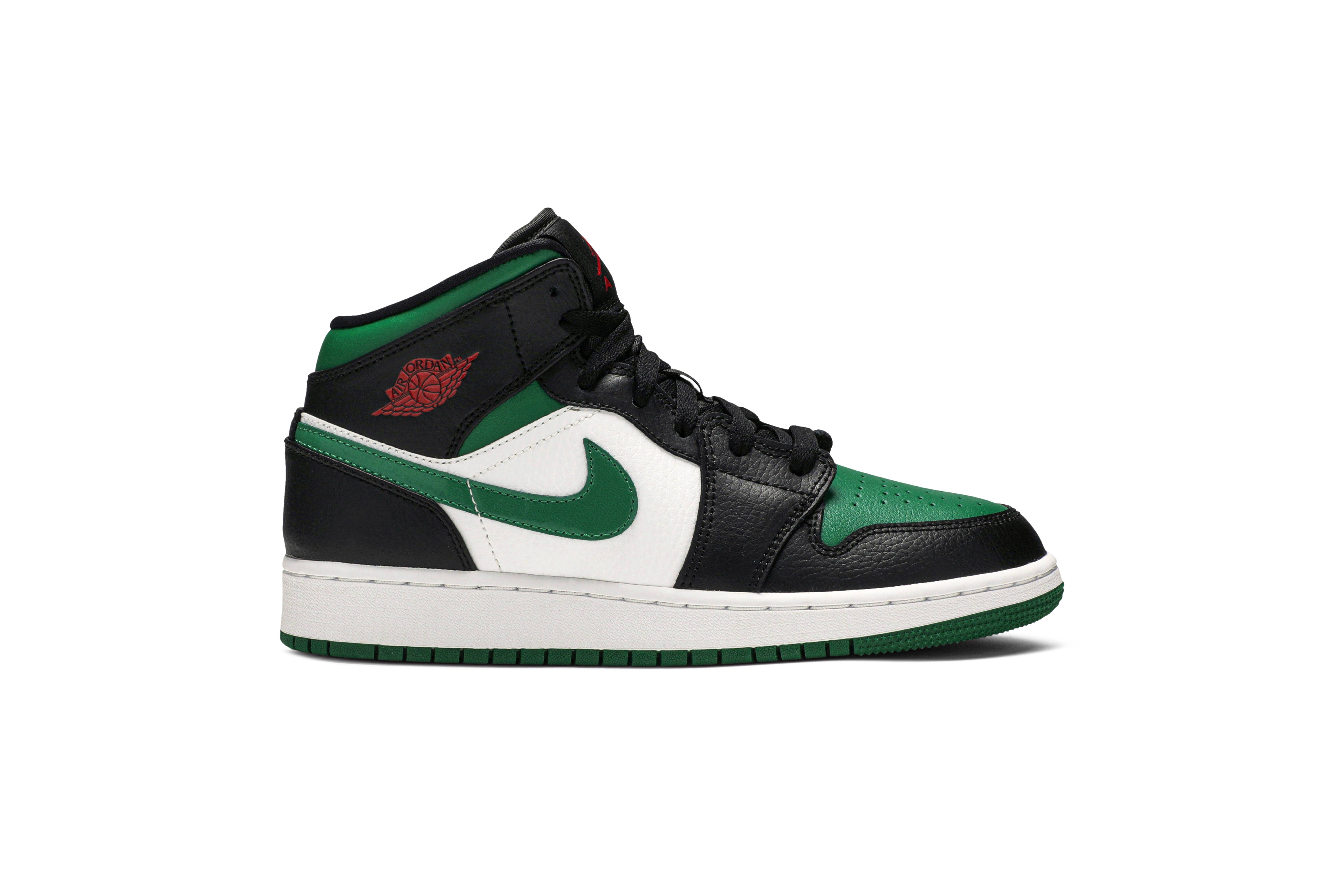 (Grade School) Air Jordan 1 Mid Black Pine Green 554725-067 Nicesnk