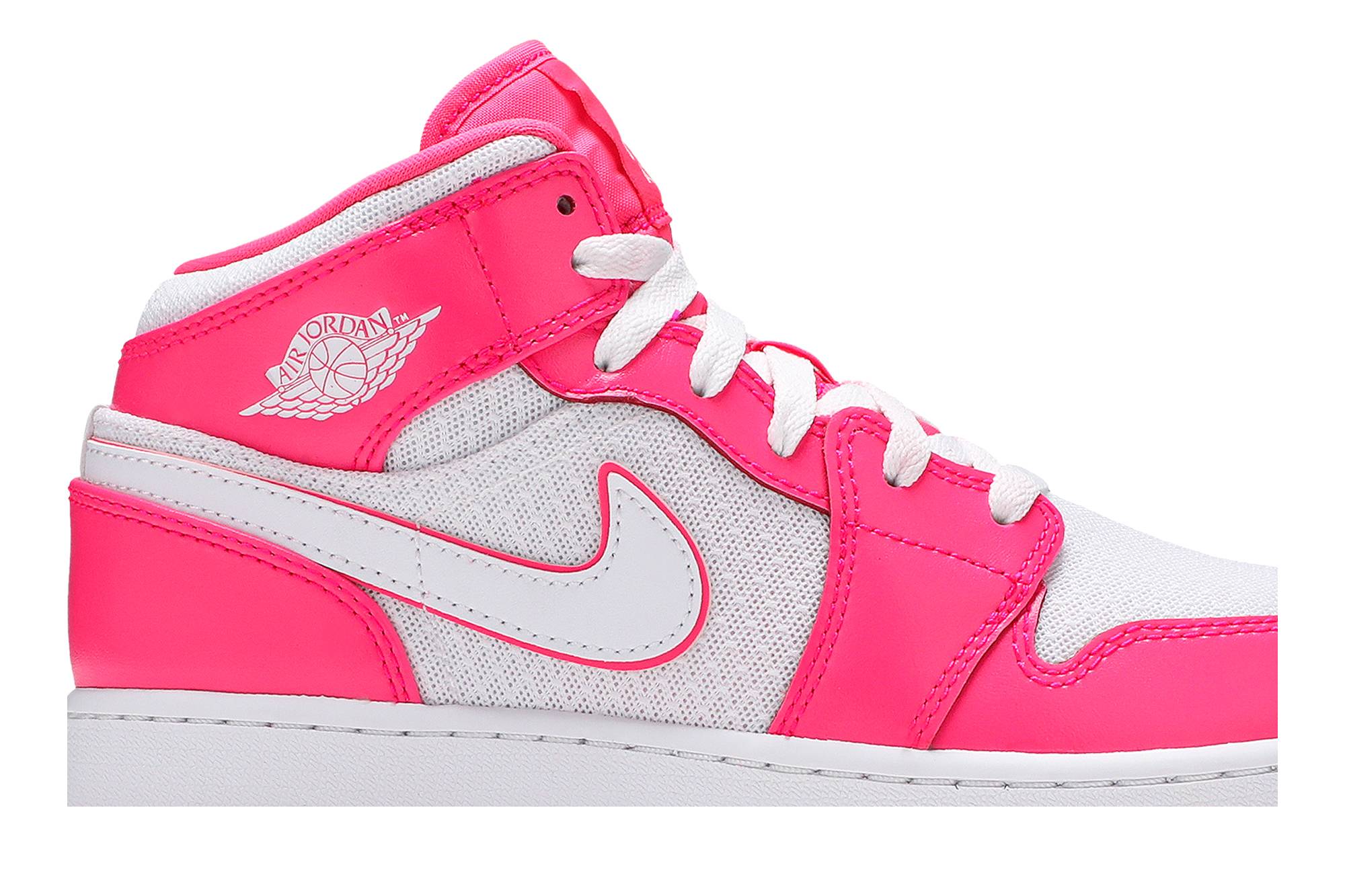 (Grade School) Air Jordan 1 Mid Hyper Pink White 555112-611