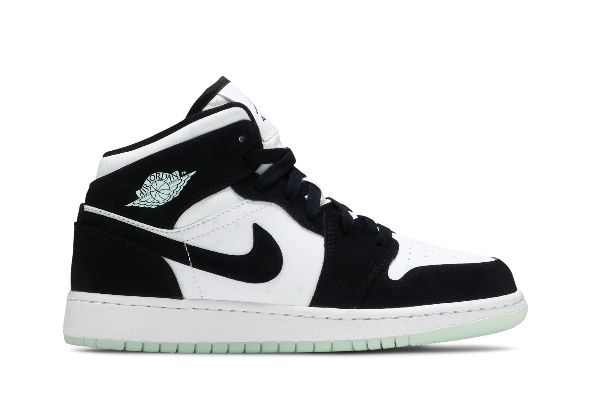 (Grade School) Air Jordan 1 Mid SE Glow in the Dark Panda BQ6931-103 Nicesnk