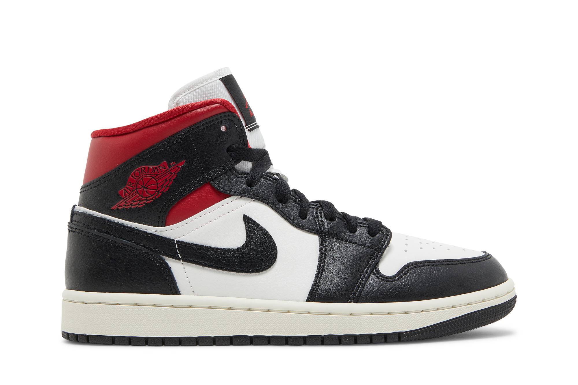 (Women) Air Jordan 1 Mid ‘Black Sail Gym Red’ BQ6472-061