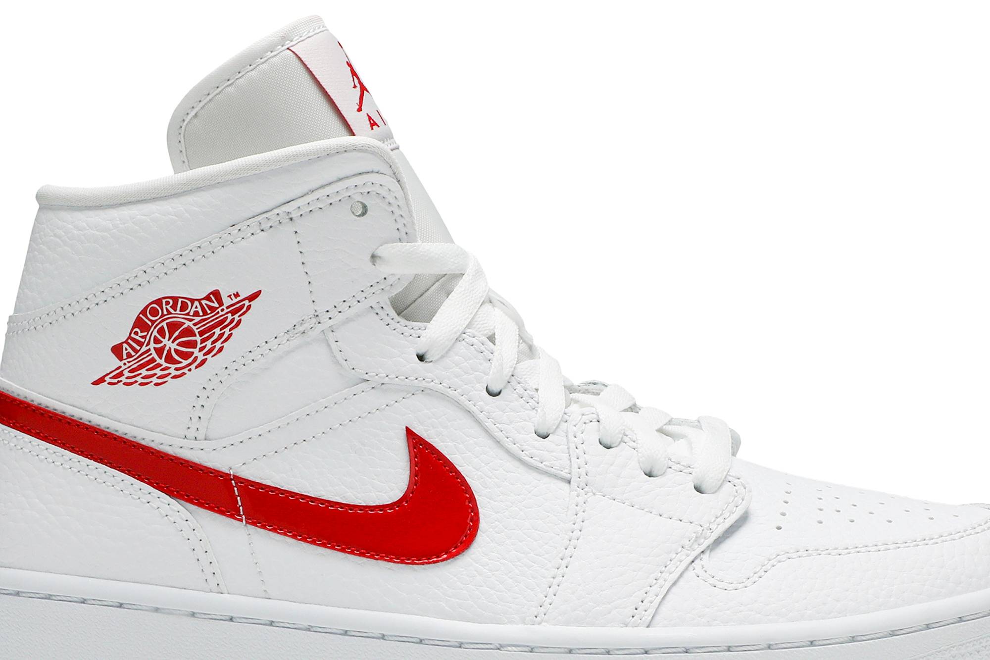 (Women) Air Jordan 1 Mid White University Red BQ6472-106 Nicesnk