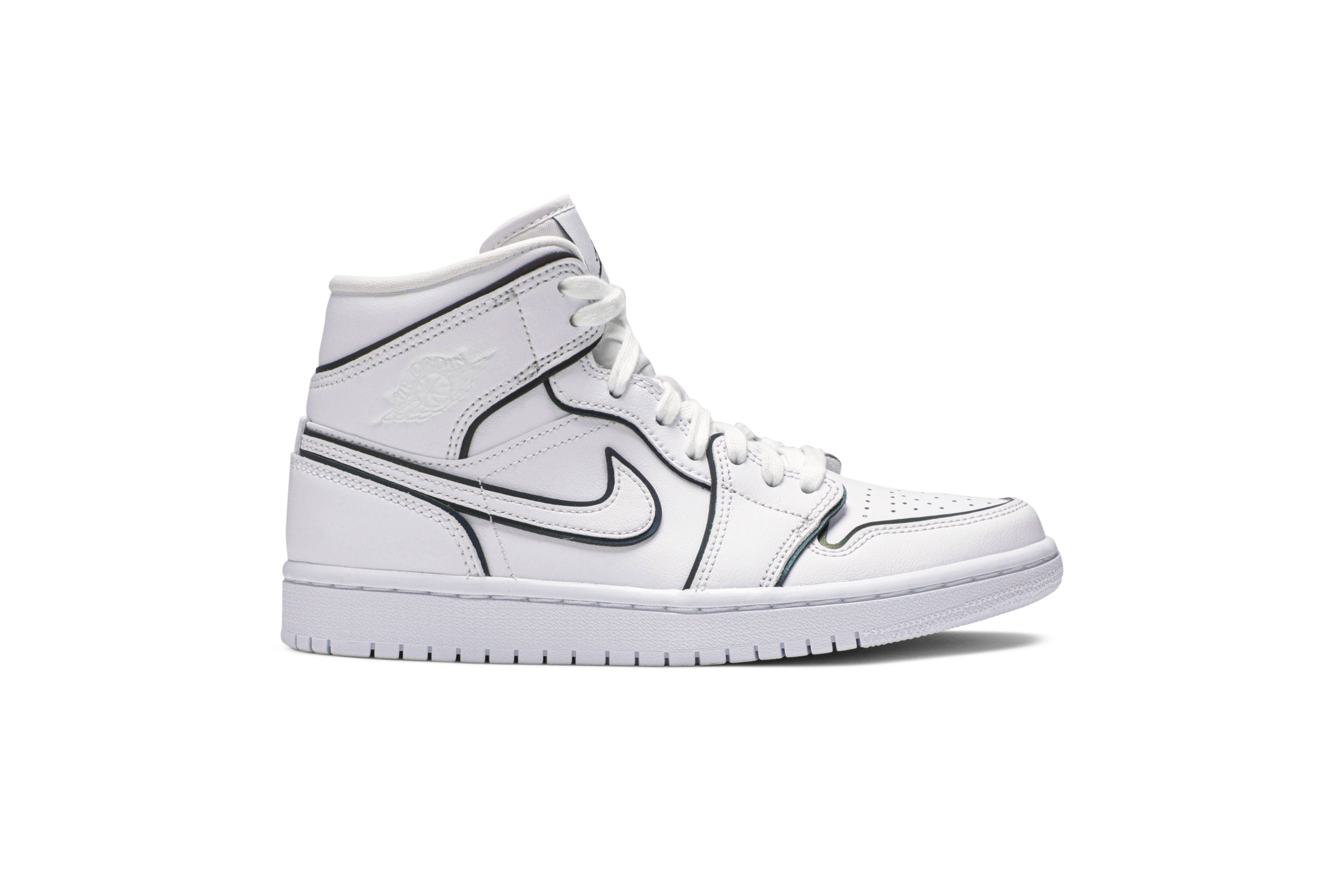 (Women) Air Jordan 1 Mid SE Iridescent Trim CK6587-100 Nicesnk