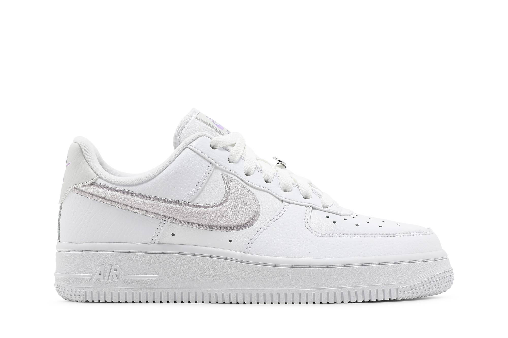(Women) Nike Air Force 1 07 Essential Chenille Swoosh – White Lilac DN5056-100 Nicesnk