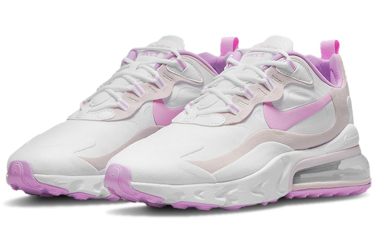 (Women) Nike Air Max 270 React White Fuchsia Glow Platinum Violet CZ1609-100 Nicesnk