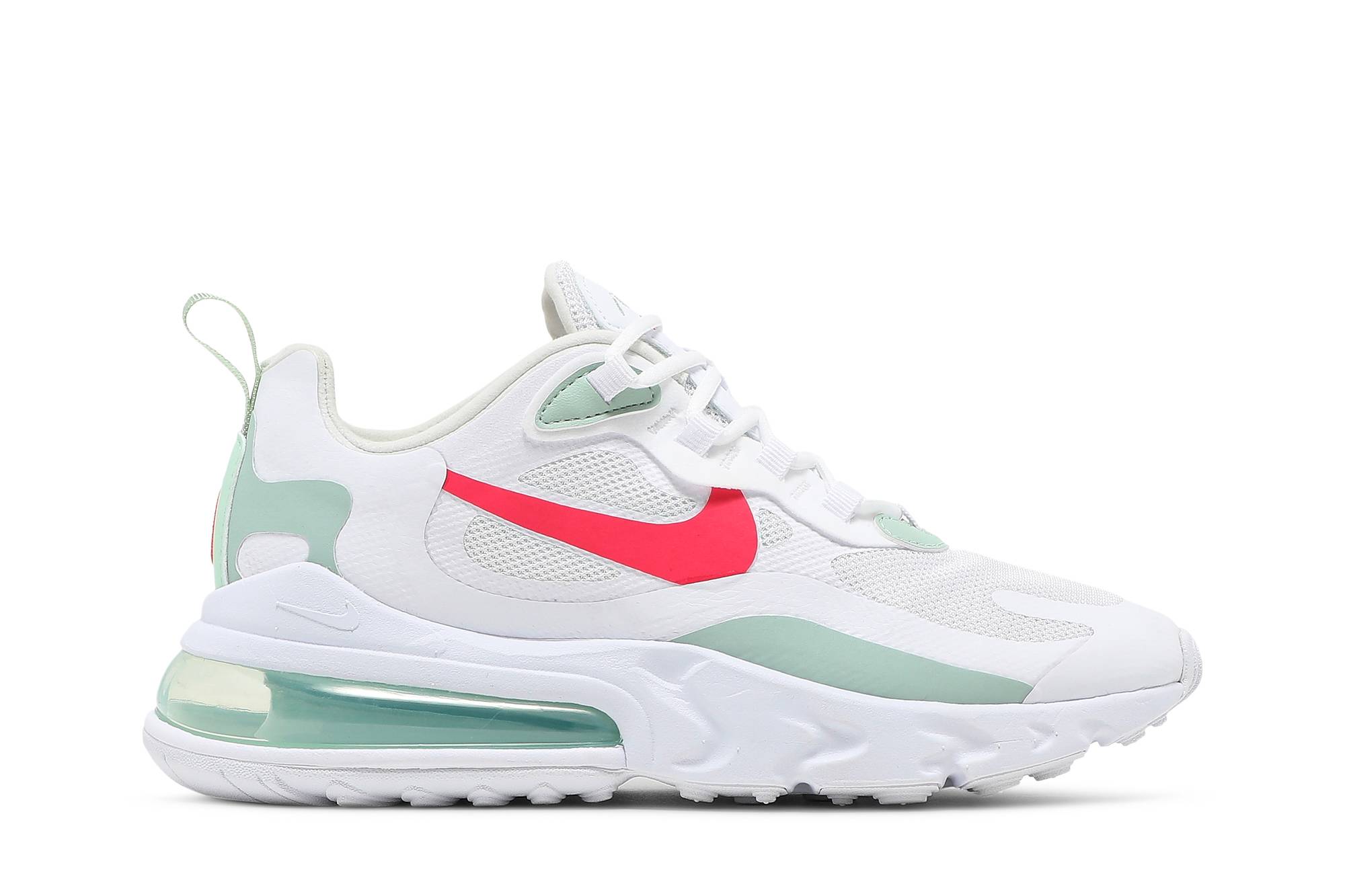 (Women) Nike Air Max 270 React White Pistachio Crimson CV3025-100 Nicesnk