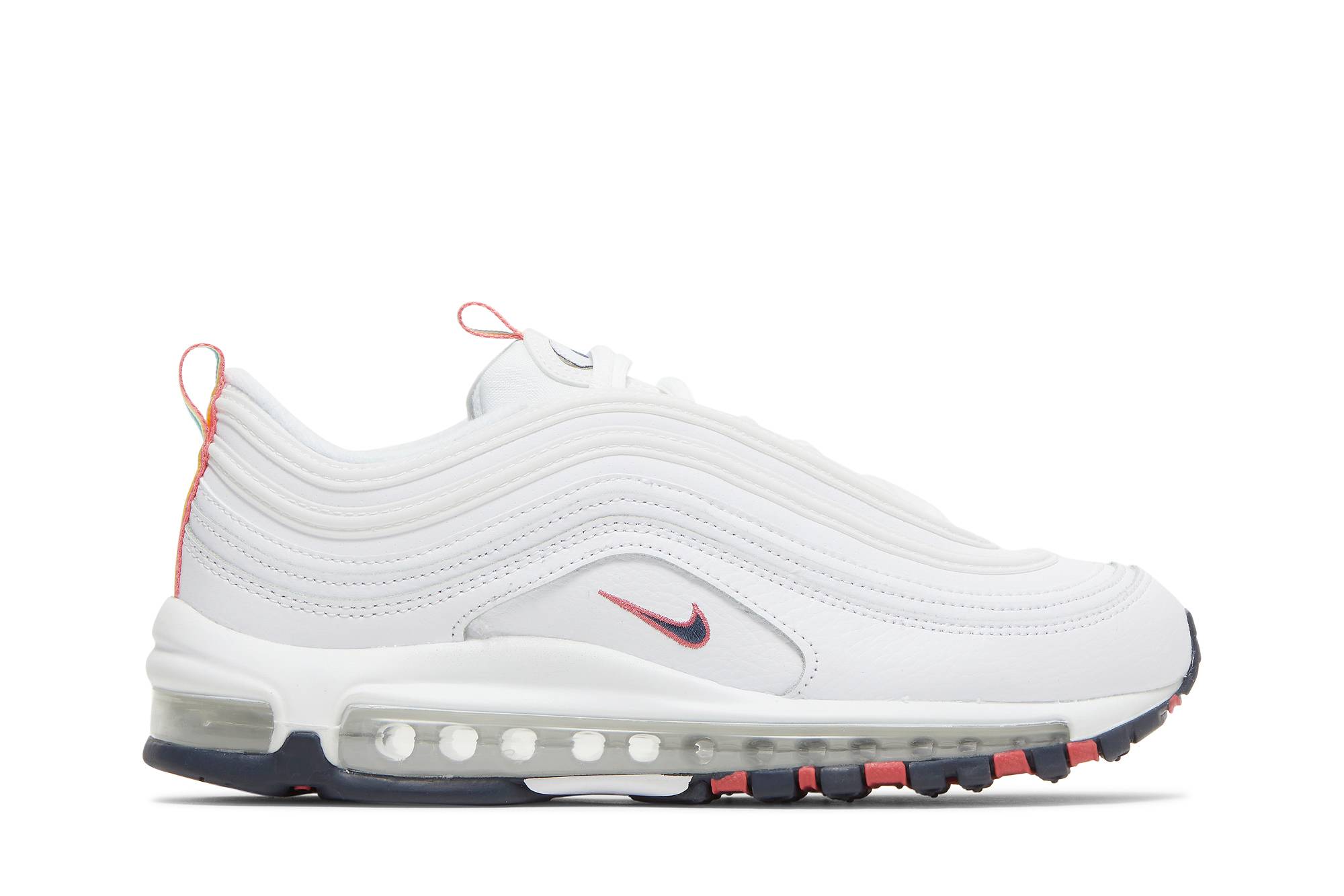 (Women) Nike Air Max 97 White Multi Color Pull Tabs DH1592-100 Nicesnk