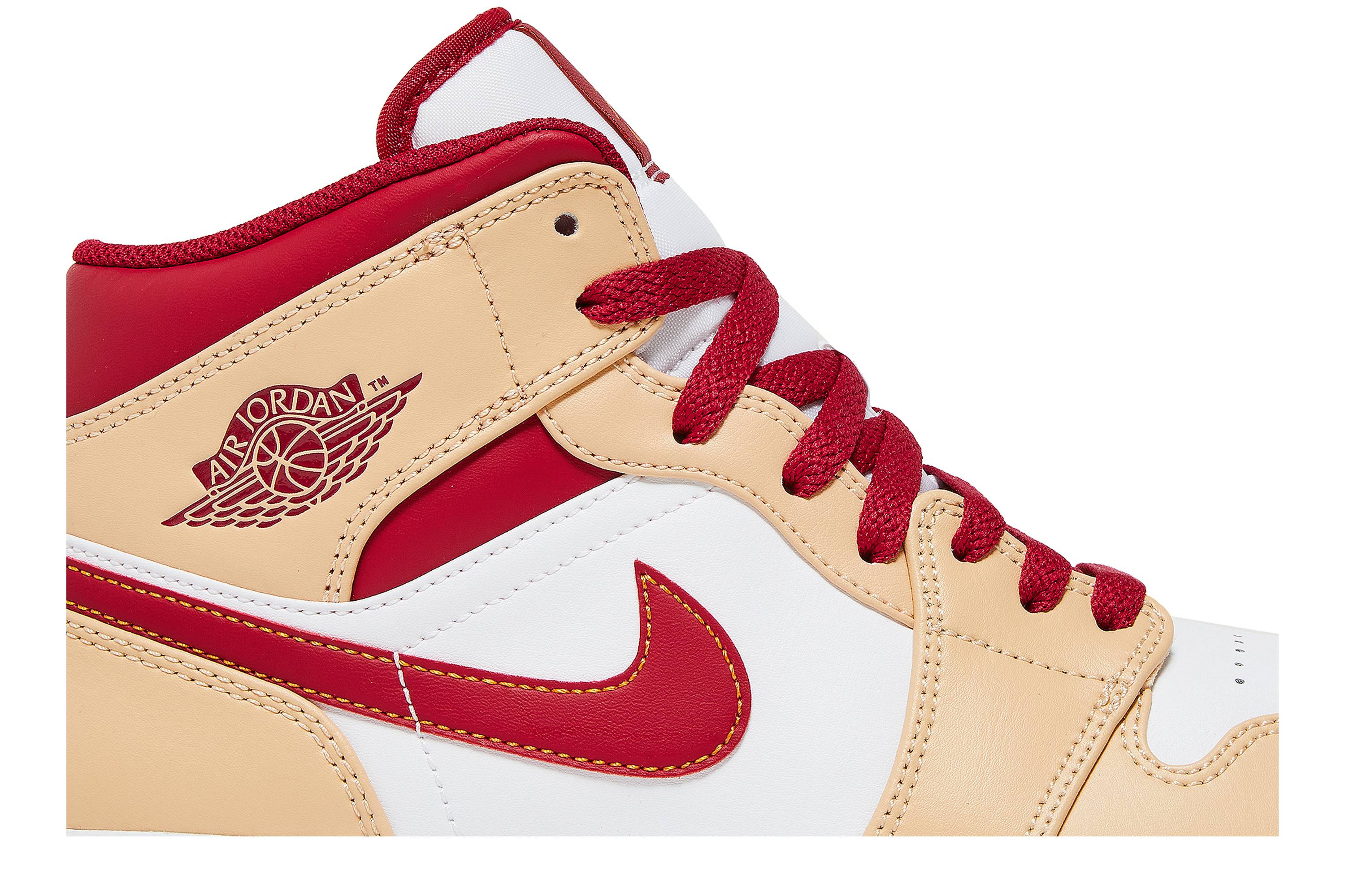 Air Jordan 1 Mid Beige Red 554724-201 Nicesnk