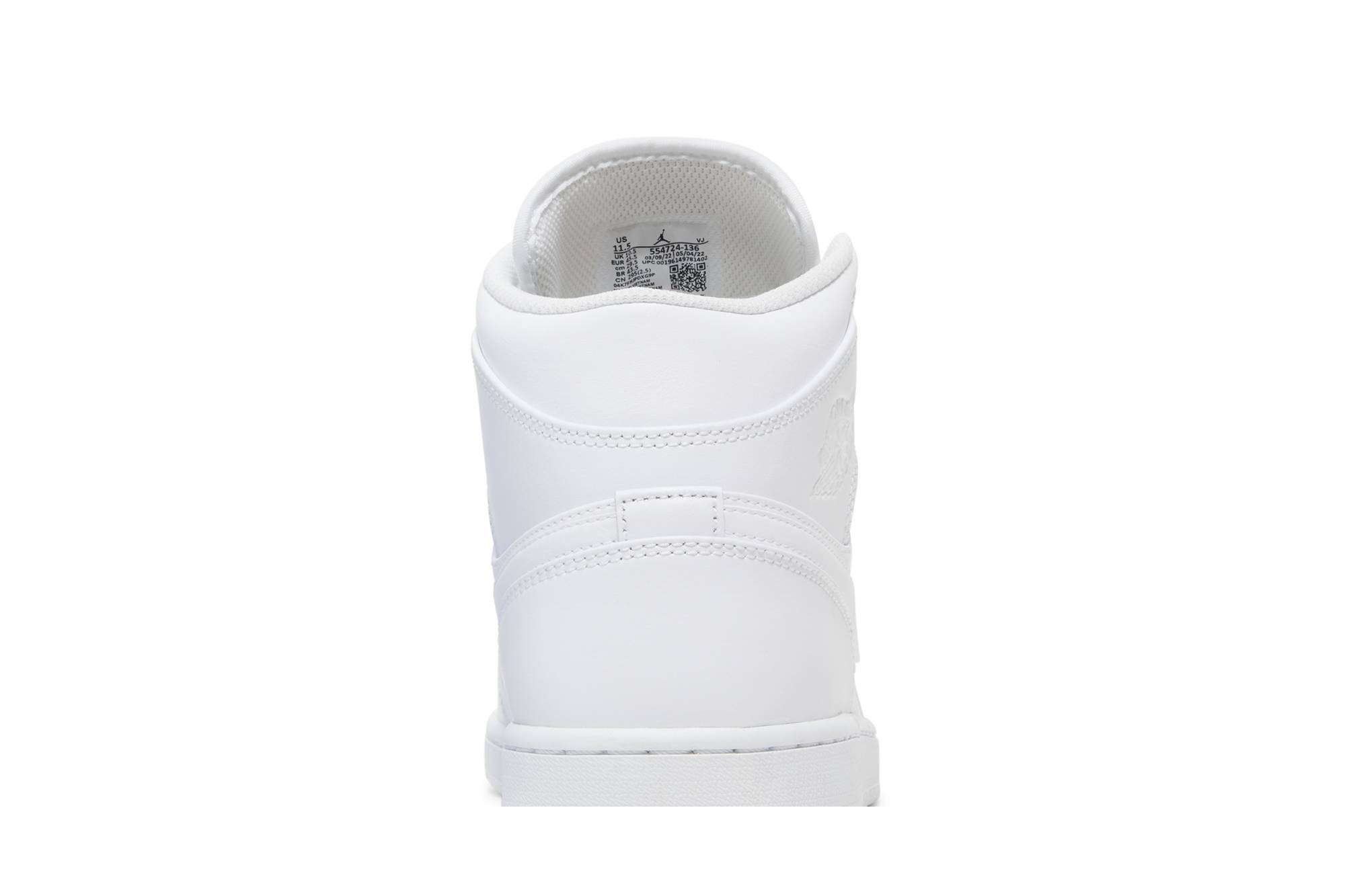 Air Jordan 1 Mid ‘Triple White’ 2022 554724-136