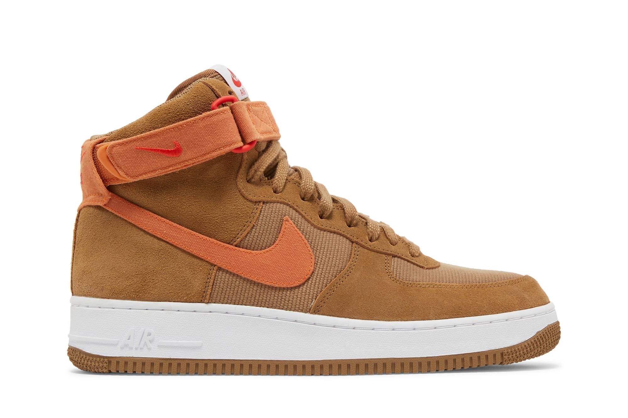 Nike Air Force 1 High Brown Suede Orange Canvas DH7566-200 Nicesnk