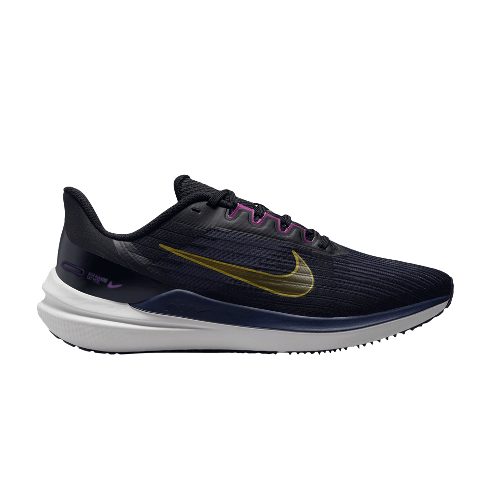 Nike Air Winflo 9 Black Gold Suede DD6203-007 Nicesnk